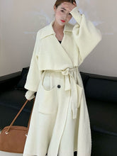 Double Breasted Cardigan Knitting Long Sweater For Women Long Sleeve Belt Loose Casual Vintage Coat Winter Clothing